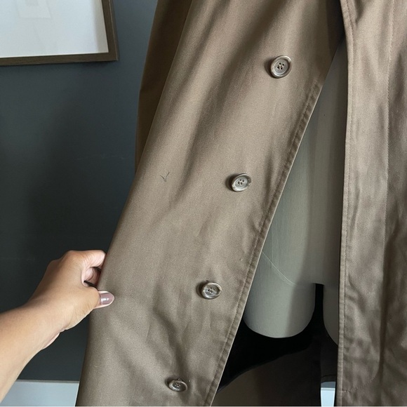 Vintage Tan Trench Coat with Removable Lining Khaki Overcoat 46R Unisex XL - Picture 6 of 11